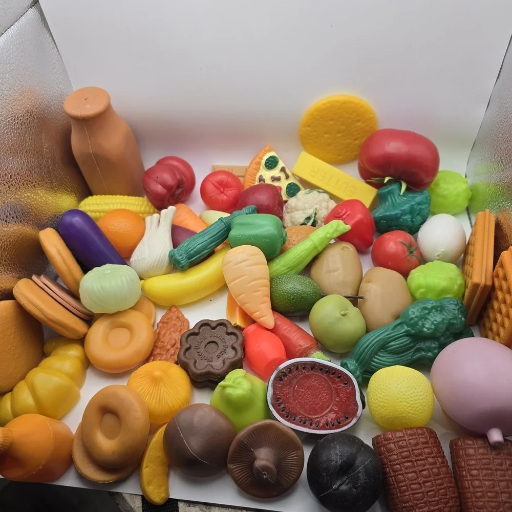 Vintage Plastic‎ Food Items Lot Of 67 Fruit, Veggies Ect